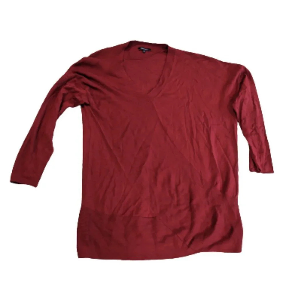 Lafayette 148 New York Diagonal Rib Sweater Red Side XL